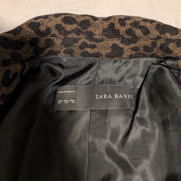 Zara Women's Brown & Black Leopard Print Double Breasted Wool Blend Jacket XS - Picture 5 of 9